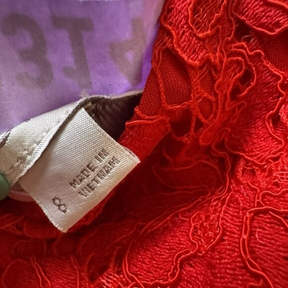 Ann Taylor LOFT Size 8 Red Lace Fit and Flare Sleeveless Dress Valentines - Picture 5 of 9